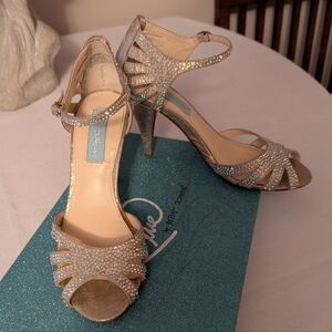 Betsey Johnson Betsey Blue Sweet Champagne Heels with Rhinestones